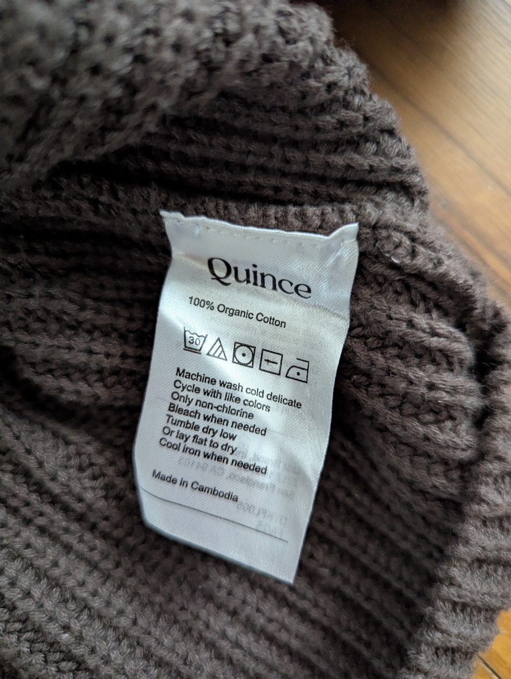 Quince 100% Organic Cotton Fisherman Crew Sweater Heather Brown Medium - Picture 4 of 13